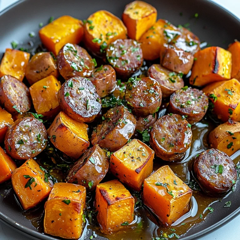 Sheet Pan Sausage and Sweet Potatoes with Honey Garlic Sa…